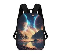 sinyumoney Unisex Double Planet Landscape Backpack 3d Printed Travel Backpack Casual Laptop Backpack Lightweight SchoolBag for Men Women Boys Girls 17inch