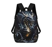 sinyumoney Unisex Dragon Metallic Silver Backpack 3D Printed Travel Rucksack Casual Laptop Rucksack Lightweight Schoolbag For Men Women Boys Girls 17inch
