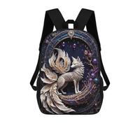 sinyumoney Unisex Fantasy Nine Tailed Fox Backpack 3D Printed Travel Rucksack Casual Laptop Rucksack Lightweight Schoolbag For Men Women Boys Girls 17inch