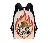 sinyumoney Unisex Firefighter Spark Backpack 3D Printed Travel Rucksack Casual Laptop Rucksack Lightweight Schoolbag For Men Women Boys Girls 17inch
