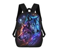 sinyumoney Unisex Galactic Wolf Duo T-Shirt 17 Inch Backpack 3d Printed Travel Backpack Casual Laptop Backpack Lightweight SchoolBag for Men Women Boys Girls