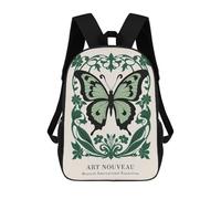 sinyumoney Unisex Green Art Nouveau 17 Inch Backpack 3d Printed Travel Backpack Casual Laptop Backpack Lightweight SchoolBag for Men Women Boys Girls