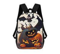 sinyumoney Unisex Halloween Pumpkin Lanterns with Bats 17 Inch Backpack 3d Printed Travel Backpack Casual Laptop Backpack Lightweight SchoolBag for Men Women Boys Girls