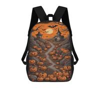 sinyumoney Unisex Halloween Pumpkin Pathway 17 Inch Backpack 3d Printed Travel Backpack Casual Laptop Backpack Lightweight SchoolBag for Men Women Boys Girls