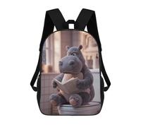 sinyumoney Unisex Hippo Reading on Toilet 17 Inch Backpack 3d Printed Travel Backpack Casual Laptop Backpack Lightweight SchoolBag for Men Women Boys Girls