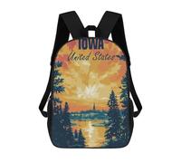 sinyumoney Unisex Iowa Sunset Landscape Backpack 3D Printed Travel Rucksack Casual Laptop Rucksack Lightweight Schoolbag For Men Women Boys Girls 17inch