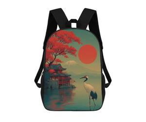 sinyumoney Unisex Japanese Sunset Scene with Crane Backpack 3d Printed Travel Backpack Casual Laptop Backpack Lightweight SchoolBag for Men Women Boys Girls 17inch