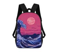 sinyumoney Unisex Japanese Wave Backpack 3d Printed Travel Backpack Casual Laptop Backpack Lightweight SchoolBag for Men Women Boys Girls 17inch