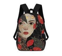 sinyumoney Unisex Kintsugi-style Face 17 Inch Backpack 3d Printed Travel Backpack Casual Laptop Backpack Lightweight SchoolBag for Men Women Boys Girls