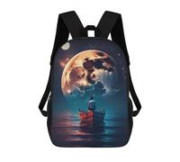 sinyumoney Unisex Landscape Boat Moon Backpack 3d Printed Travel Backpack Casual Laptop Backpack Lightweight SchoolBag for Men Women Boys Girls 17inch
