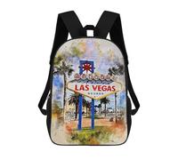 sinyumoney Unisex Las Vegas in Watercolor Backpack 3D Printed Travel Rucksack Casual Laptop Rucksack Lightweight Schoolbag For Men Women Boys Girls 17inch