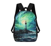 sinyumoney Unisex Lighthouse with Green Sky Backpack 3D Printed Travel Rucksack Casual Laptop Rucksack Lightweight Schoolbag For Men Women Boys Girls 17inch