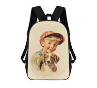 sinyumoney Unisex Little Boy And Dog 17 Inch Backpack 3d Printed Travel Backpack Casual Laptop Backpack Lightweight SchoolBag for Men Women Boys Girls