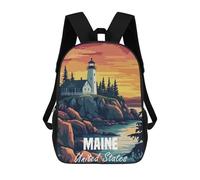 sinyumoney Unisex Maine Lighthouse Sunset Backpack 3d Printed Travel Backpack Casual Laptop Backpack Lightweight SchoolBag for Men Women Boys Girls 17inch