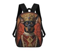 sinyumoney Unisex Miniature Pinscher King Backpack 3D Printed Travel Rucksack Casual Laptop Rucksack Lightweight Schoolbag For Men Women Boys Girls 17inch