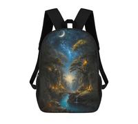 sinyumoney Unisex Moonlight Bridge Backpack 3D Printed Travel Rucksack Casual Laptop Rucksack Lightweight Schoolbag For Men Women Boys Girls 17inch