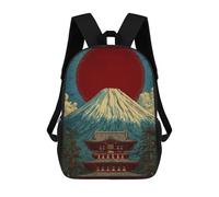sinyumoney Unisex Mount Fuji And Temple Illustration Backpack 3D Printed Travel Rucksack Casual Laptop Rucksack Lightweight Schoolbag For Men Women Boys Girls 17inch