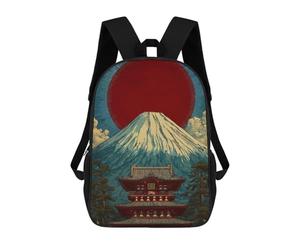 sinyumoney Unisex Mount Fuji And Temple Illustration Backpack 3D Printed Travel Rucksack Casual Laptop Rucksack Lightweight Schoolbag For Men Women Boys Girls 17inch