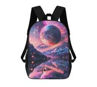 sinyumoney Unisex Mystical Pink Saturn Backpack 3D Printed Travel Rucksack Casual Laptop Rucksack Lightweight Schoolbag For Men Women Boys Girls 17inch