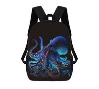 sinyumoney Unisex Neon Octopus 17 Inch Backpack 3d Printed Travel Backpack Casual Laptop Backpack Lightweight SchoolBag for Men Women Boys Girls