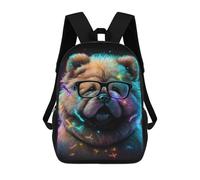 sinyumoney Unisex Neon Pup Glasses Art Print 17 Inch Backpack 3d Printed Travel Backpack Casual Laptop Backpack Lightweight SchoolBag for Men Women Boys Girls