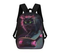 sinyumoney Unisex Neon Skateboarding Cat Art Print -1 Backpack 3D Printed Travel Rucksack Casual Laptop Rucksack Lightweight Schoolbag For Men Women Boys Girls 17inch