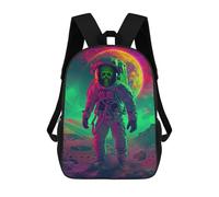 sinyumoney Unisex Neon Skull Astronaut Backpack 3D Printed Travel Rucksack Casual Laptop Rucksack Lightweight Schoolbag For Men Women Boys Girls 17inch