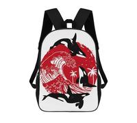 sinyumoney Unisex Orcas in The Great Wave Backpack 3D Printed Travel Rucksack Casual Laptop Rucksack Lightweight Schoolbag For Men Women Boys Girls 17inch