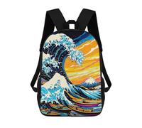 sinyumoney Unisex Pop Art Vision of The Great Wave of Kanagawa Backpack 3D Printed Travel Rucksack Casual Laptop Rucksack Lightweight Schoolbag For Men Women Boys Girls 17inch