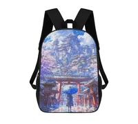 sinyumoney Unisex Sakura Temple Ascent Backpack 3D Printed Travel Rucksack Casual Laptop Rucksack Lightweight Schoolbag For Men Women Boys Girls 17inch