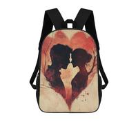 sinyumoney Unisex Silhouette Couple in Heart 17 Inch Backpack 3d Printed Travel Backpack Casual Laptop Backpack Lightweight SchoolBag for Men Women Boys Girls
