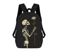 sinyumoney Unisex Skeleton with Rose Backpack 3D Printed Travel Rucksack Casual Laptop Rucksack Lightweight Schoolbag For Men Women Boys Girls 17inch