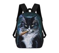 sinyumoney Unisex Smoke Cat Backpack 3d Printed Travel Backpack Casual Laptop Backpack Lightweight SchoolBag for Men Women Boys Girls 17inch