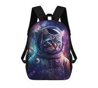 sinyumoney Unisex Space Cat Astronaut Suit 17 Inch Backpack 3d Printed Travel Backpack Casual Laptop Backpack Lightweight SchoolBag for Men Women Boys Girls