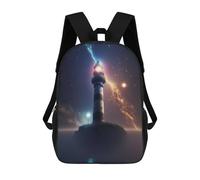 sinyumoney Unisex Space Lighthouse Backpack 3D Printed Travel Rucksack Casual Laptop Rucksack Lightweight Schoolbag For Men Women Boys Girls 17inch