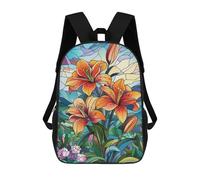 sinyumoney Unisex Stained Glass Lilies Backpack 3D Printed Travel Rucksack Casual Laptop Rucksack Lightweight Schoolbag For Men Women Boys Girls 17inch