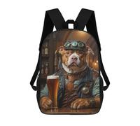 sinyumoney Unisex Steampunk Beer Pitbull 1 Backpack 3D Printed Travel Rucksack Casual Laptop Rucksack Lightweight Schoolbag For Men Women Boys Girls 17inch