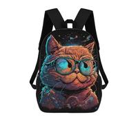 sinyumoney Unisex Stylish Cat Glasses Art Print 17 Inch Backpack 3d Printed Travel Backpack Casual Laptop Backpack Lightweight SchoolBag for Men Women Boys Girls