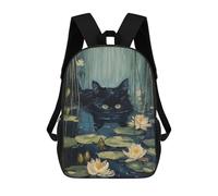 sinyumoney Unisex Swimming River Black Cat Backpack 3D Printed Travel Rucksack Casual Laptop Rucksack Lightweight Schoolbag For Men Women Boys Girls 17inch