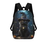 sinyumoney Unisex The Purrfect Spellcaster Backpack 3d Printed Travel Backpack Casual Laptop Backpack Lightweight SchoolBag for Men Women Boys Girls 17inch