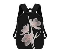sinyumoney Unisex Translucent Pink Flowers on Black Background Backpack 3d Printed Travel Backpack Casual Laptop Backpack Lightweight SchoolBag for Men Women Boys Girls 17inch
