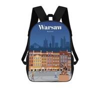 sinyumoney Unisex Travel to Warsaw Backpack 3d Printed Travel Backpack Casual Laptop Backpack Lightweight SchoolBag for Men Women Boys Girls 17inch