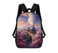sinyumoney Unisex Vintage Sakura Steam Train Backpack 3d Printed Travel Backpack Casual Laptop Backpack Lightweight SchoolBag for Men Women Boys Girls 17inch