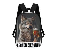 sinyumoney Unisex Wolf Bier Geschenk Backpack 3d Printed Travel Backpack Casual Laptop Backpack Lightweight SchoolBag for Men Women Boys Girls 17inch