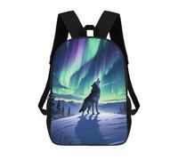 sinyumoney Unisex Wolf Howling Aurora Borealis Backpack 3d Printed Travel Backpack Casual Laptop Backpack Lightweight SchoolBag for Men Women Boys Girls 17inch
