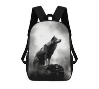 sinyumoney Unisex Wolf Moon Backpack 3D Printed Travel Rucksack Casual Laptop Rucksack Lightweight Schoolbag For Men Women Boys Girls 17inch