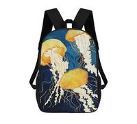 sinyumoney Unisex Yellow Metallic Jellyfish 17 Inch Backpack 3d Printed Travel Backpack Casual Laptop Backpack Lightweight SchoolBag for Men Women Boys Girls
