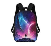 sinyumoney Universe Couple Lovers Backpacks Kids School Backpack Fashion School Bag 3D Printed School Bag for Boys Elementary And Middle School Students 17inch