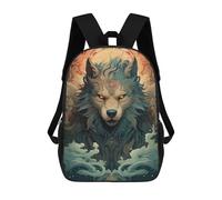 sinyumoney Unreal Magical Wolf 17 Inch Backpacks Kids Schoolbag,3D Printed Elementary And Middle School Students Backpacks for Boys Girls
