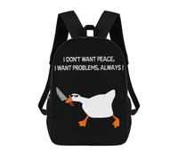 sinyumoney Untitled Goose Crazy 2 Backpacks Kids School Backpack School Bag 3D Printed Fashion School Bags for Boys Elementary And Middle School Students 17inch